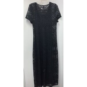 Vintage Gothic Overlay Stretch Knit Mesh Lined Dress Size 12 80's Whimsigoth